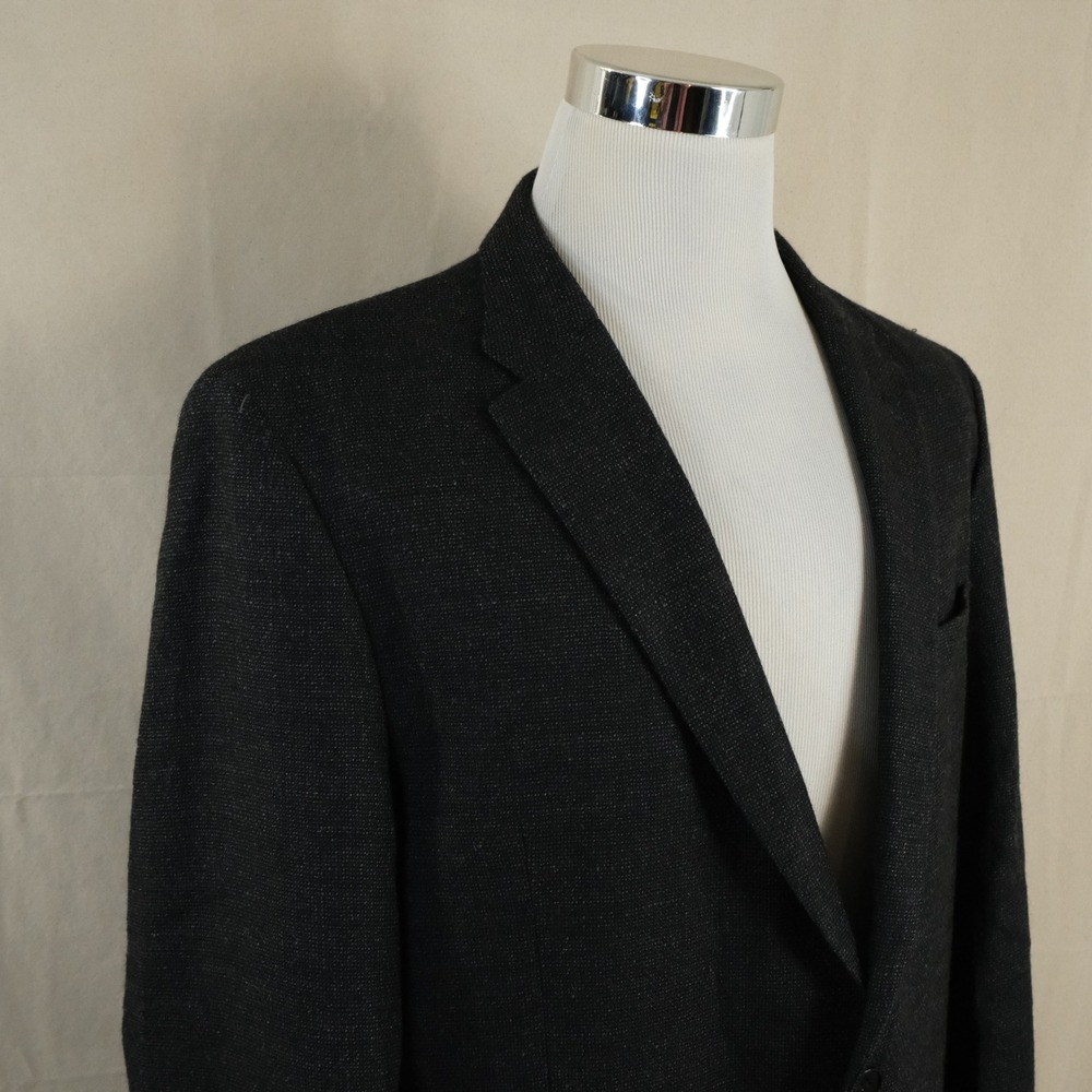 Tommy Hilfiger 46L Sport Coat 100% Wool Charcoal Knit Two Button Double Vented